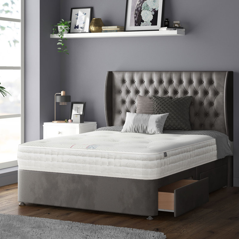Mandalay Upholstered Velvet Panel Headboard, Single (3'), Light Grey