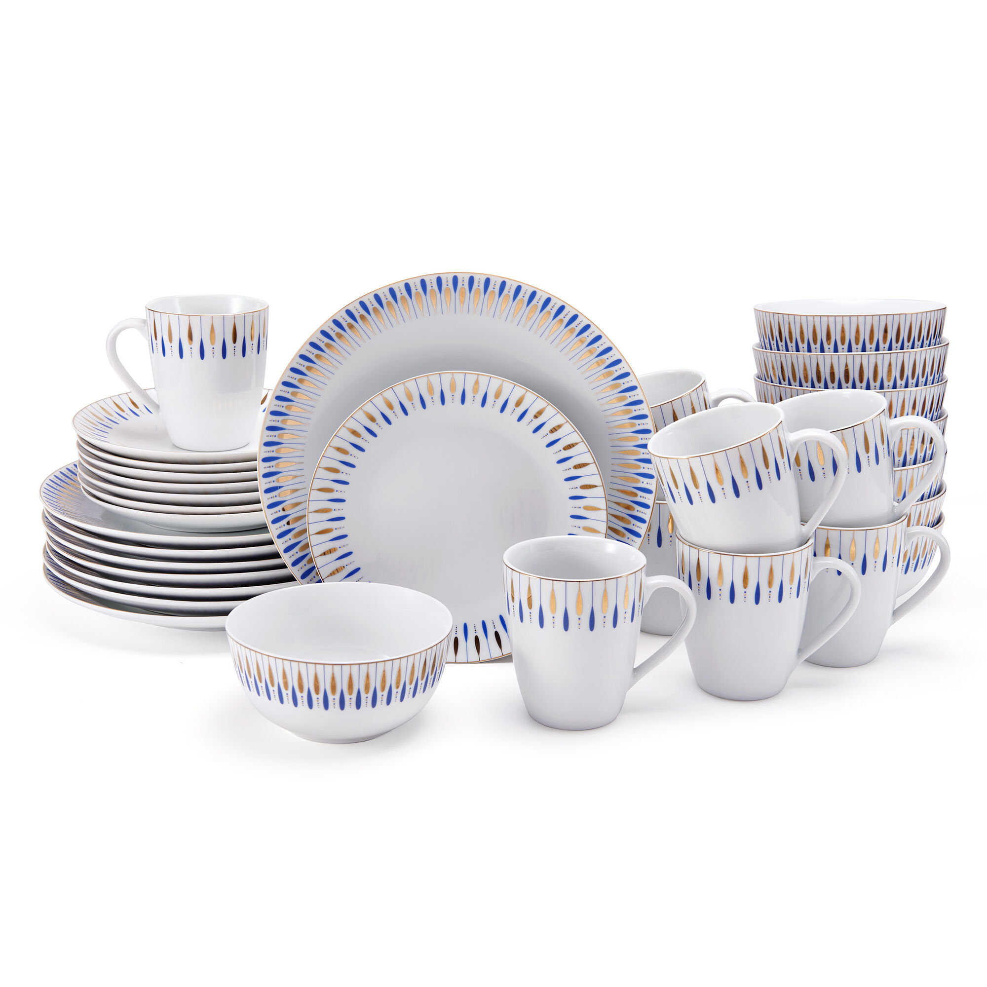 MALACASA Series Amelia 24-Piece White Dinnerware Set Porcelain