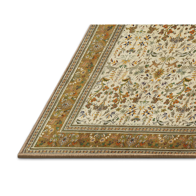 Guillotte Traditional Cream/Light Green Area Rug, Rectangle 2' x 5'