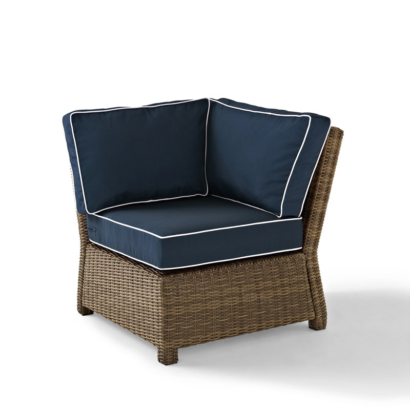 Mosier 31.5'' Wide Wicker with Cushions, Navy, Brown