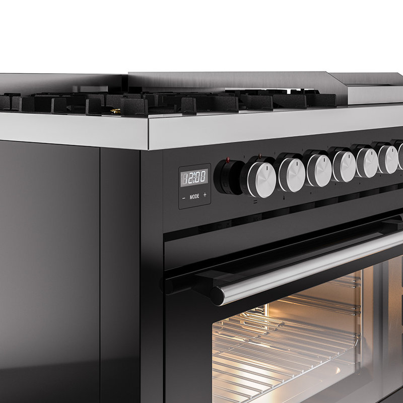 ILVE Professional Plus II 48 Dual Fuel Range , Glossy Black, Natural Gas