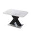 Table de salle à manger moderne carrée blanche à aspect marbre - extensible, pieds noirs avec base en métal, plateau de table extensible de 86,79 lb et filet