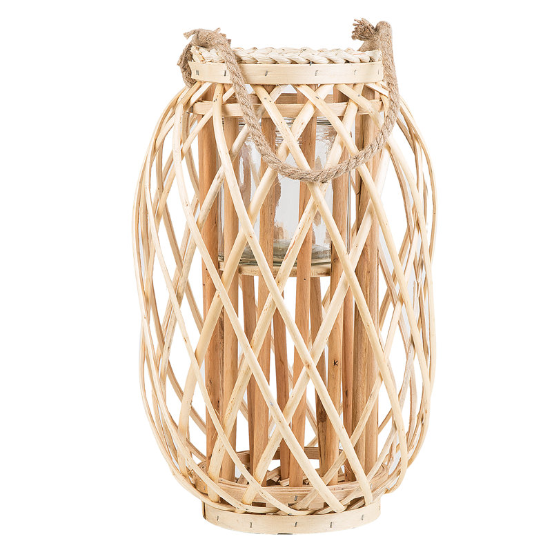 Wood Floor Lantern, Light Wood, 40 cm H x 26 cm W x 26 cm D