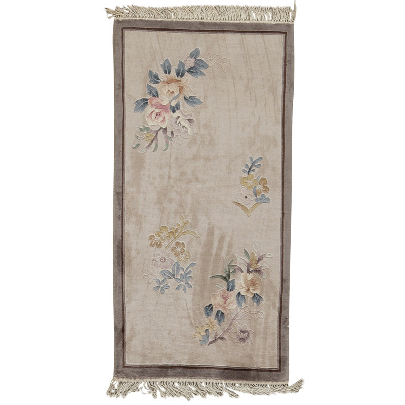 Tapis beige et chameau noué à la main de haute qualité