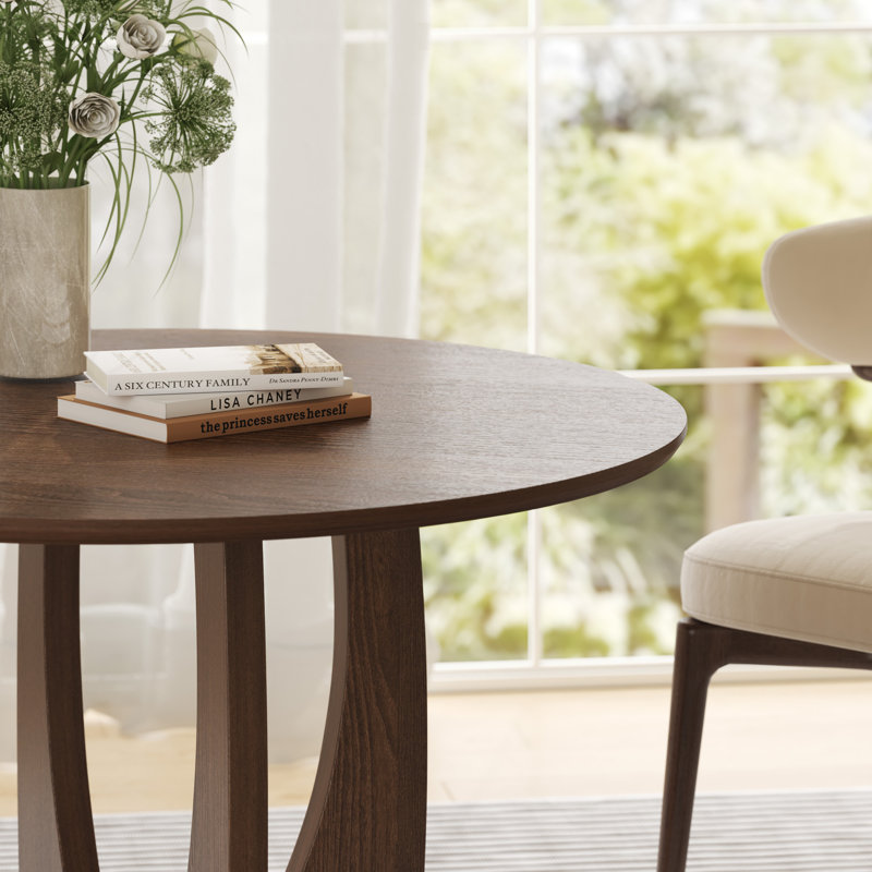 42" Cross Legs Soild Wood Round Dining Table, Walnut