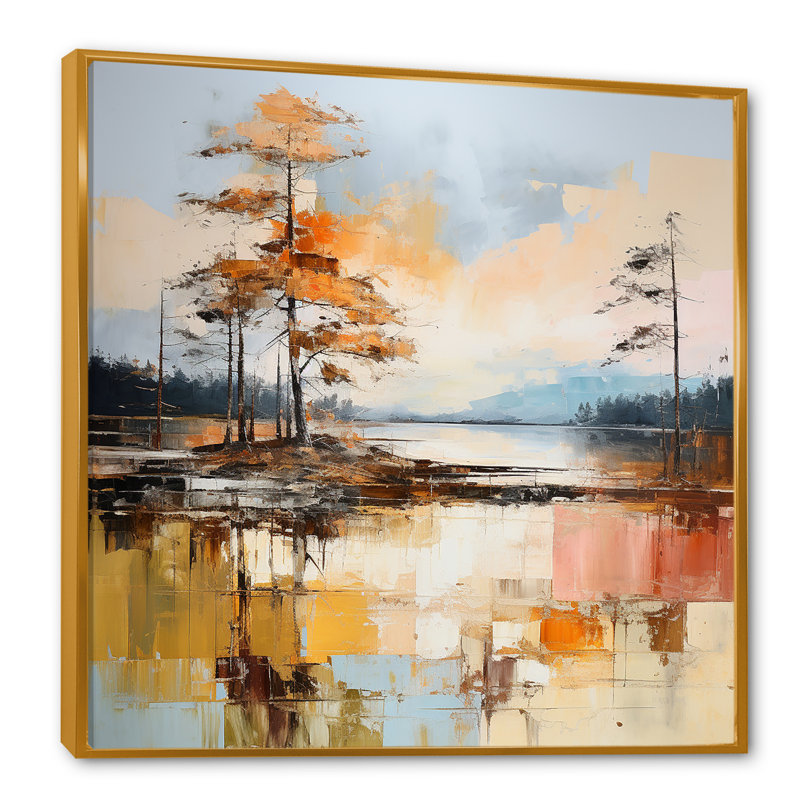 «Lake Summer Charm» sur toile, H 36 po x l 36 po x P 1,5 po, Cadre flottant doré