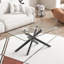 Table basse de 39,37 po rectangulaire en verre trempé transparent, design élégant avec pieds en métal noir, table basse de salon-134895215