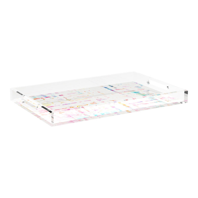 Coco Cream Acrylic Rectangle Decorative Tray, 12.5"W x 7.75"D x 2”H