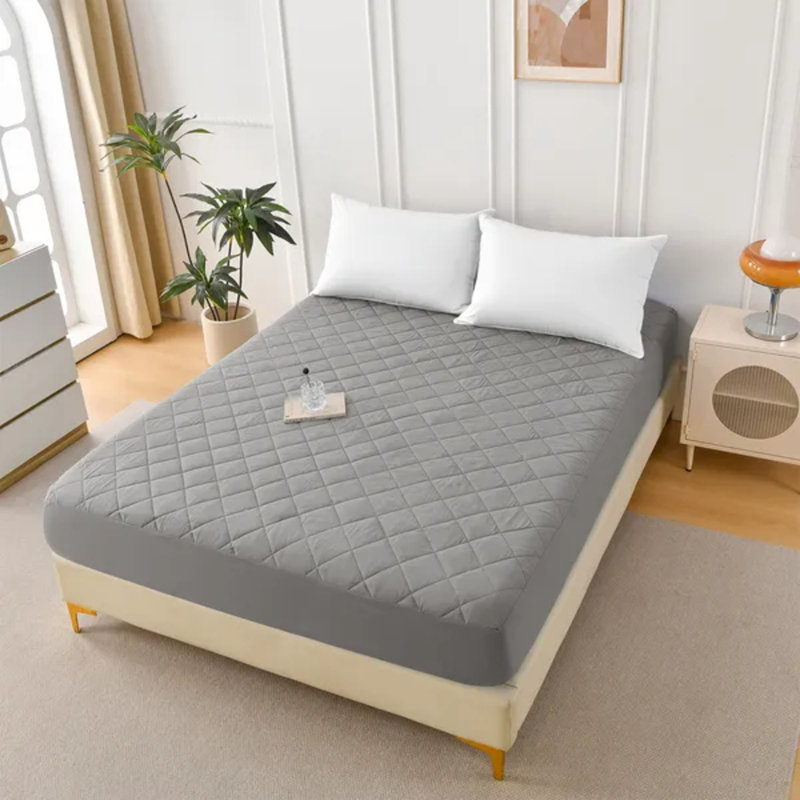 Diamond Grid Ultrasonic Waterproof Mattress Protector – Full Size, Gray