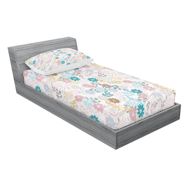Microfiber Floral Sheet Set, Twin XL Sheet Set with Fitted Sheet