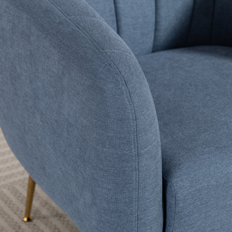 Upholstered Armchair, Light Denim
