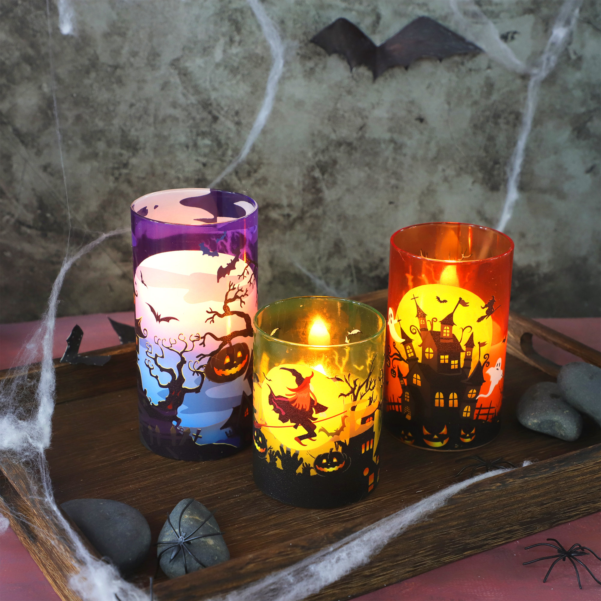 The Holiday Aisle® 3 Piece Halloween Unscented Flameless Candle Set ...