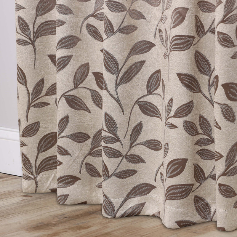 Espresso Leaves 52" x 84" Blackout Curtains with Back Tabs
