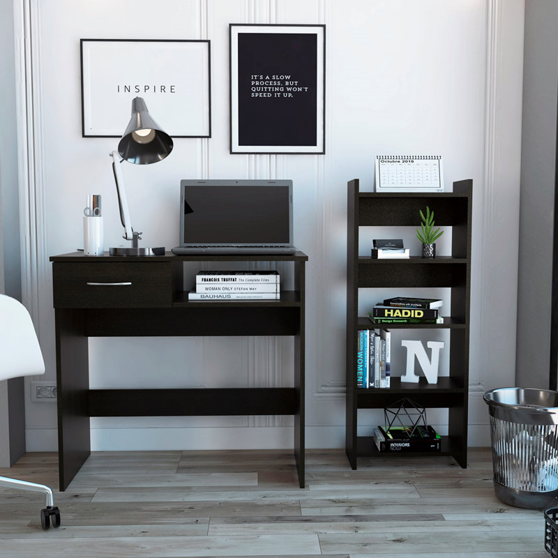 Ensemble de bureau personnel 2 pièces Nottingham 7 tiroirs 1 tiroir Wengue noir