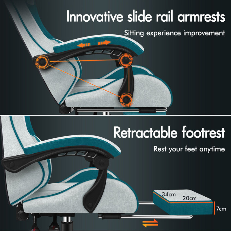 PC & Racing Game Chair, Dark Teal