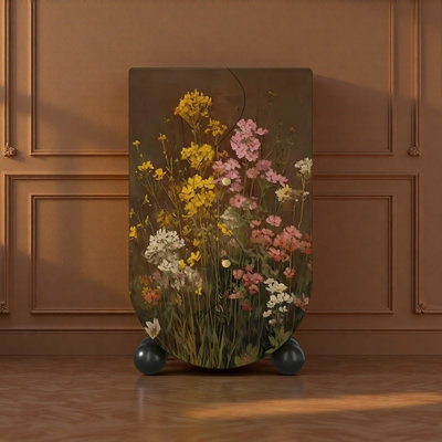 Vintage Floral Wood Storage Cabinet for Bedroom