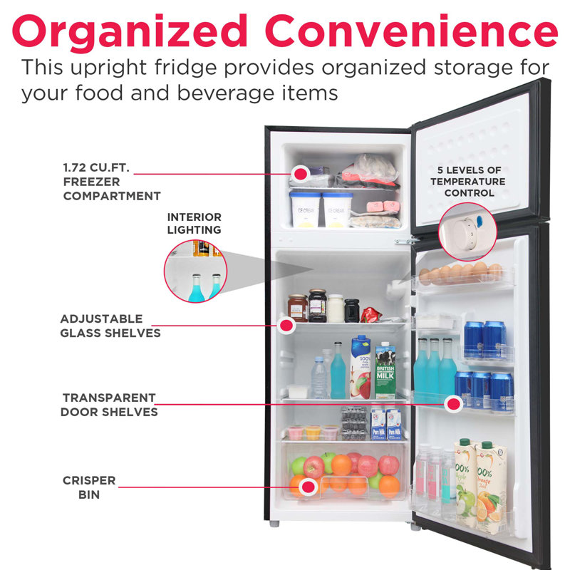 Frigidaire, 7.5 Cu. Ft. Top Mount Refrigerator, Black, Black