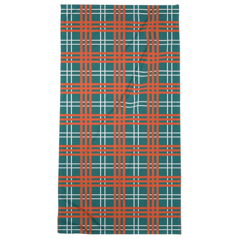Serviette de bain de luxe Miami football, Turquoise / blanc / orange, Microfibre