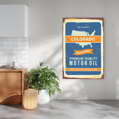 Vintage Colorado Motor Oil Retro Vintage Wall Art Print 1 Piece Wrapped Canvas Wall Art