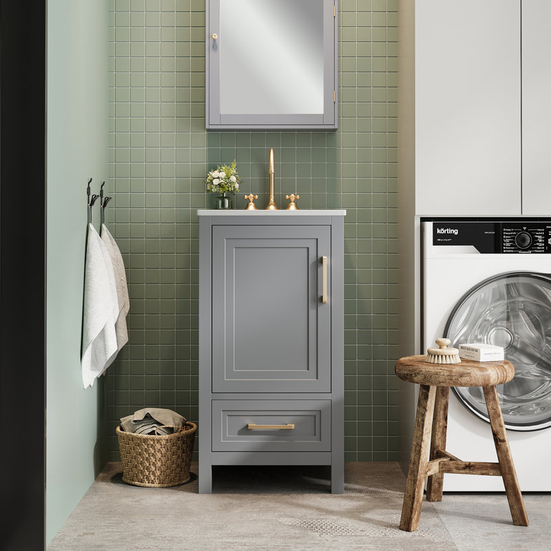 Meuble-lavabo gris 18 po entièrement assemblé, Gris