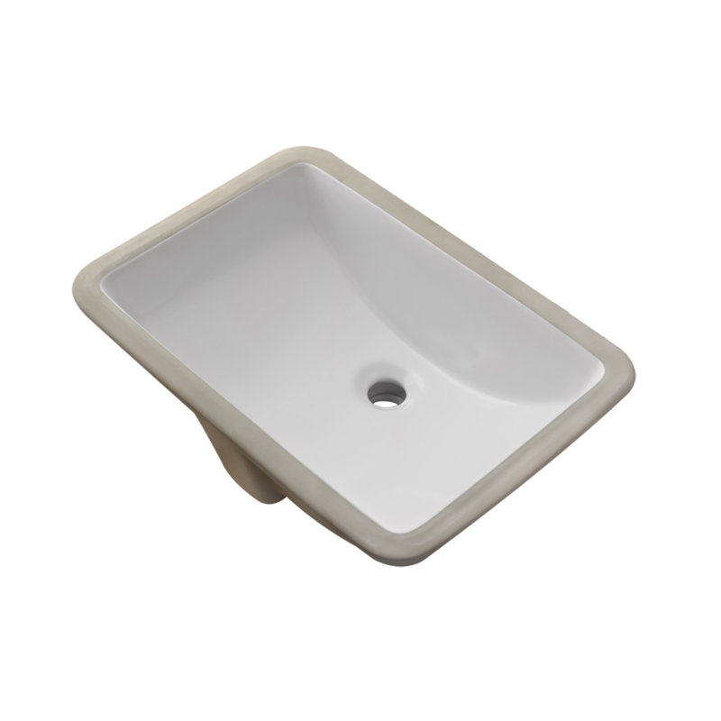Rectangular Undermount Bathroom Sink, White