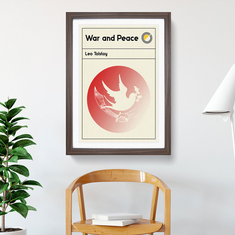 Book Cover War and Peace Leo Tolstoy - Picture Frame Graphic Art, 36cm H x 27cm W x 2cm D, Walnut