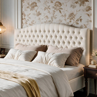 Button-Tufted Upholstered Headboard with Wall-Mount Option