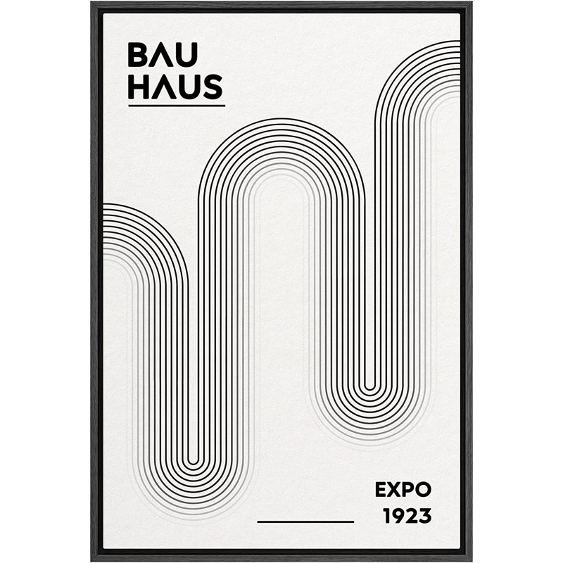 Illustration de formes abstraites de formes géométriques noires de Bauhaus - peinture à cadre flottant sur toile, Noir