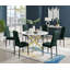 Tierra Modern Chrome Metal & Marble Effect Round Dining Table Set with 6 Quilted Velvet Dining Chairs-88388490-88388493