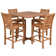 Teak Wood Bistro Bar Set Including 35" Square Miami Bar Table And Abacho Barstools