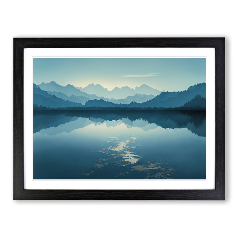 Mountain Lake Reflection Vol.5 - Framed Print, Black Framed, 46cm H x 64cm W x 2cm D
