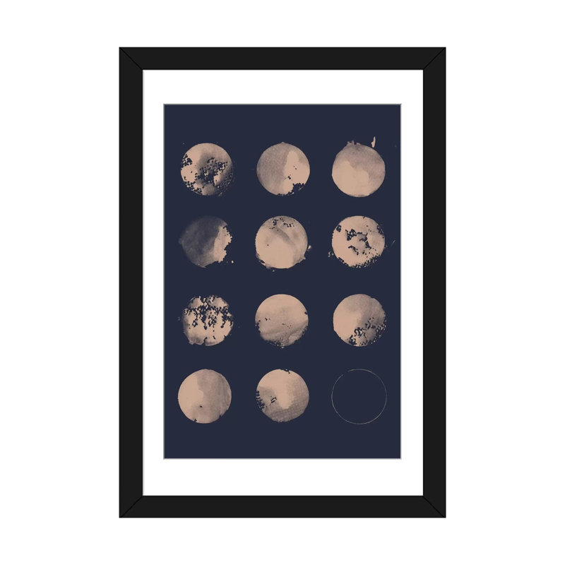 «12 Moons», impression sur toile tendue, H 24 po x l 16 po x P 1 po, Papier d'art encadré noir, Blanc