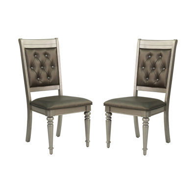 Ensemble de 2 chaises d'appoint luxueuses rembourrées capitonnées Luxury