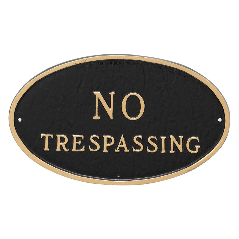 No Trespassing Statement Garden Plaque, Black/Gold