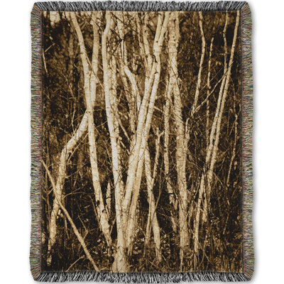 Woven Throw Blanket, Autumn Birch by Hal Halli
