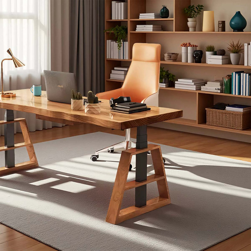 Bureau électrique à hauteur réglable en bois massif, H 29,53 po x l 70,87 po x P 27,56 po