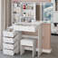 Meuble-lavabo de 37 po avec tabouret de taille moyenne 37 po + tabouret rembourré, grande commande tactile, interrupteur tricolore, miroir à luminosité réglable, rangement grande capacité, convient aux espaces moyens-284512110
