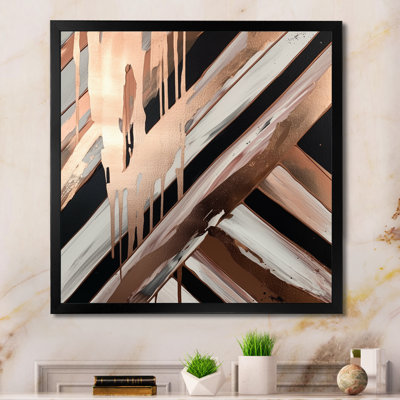 Rosegold embrassant l'essence des lignes II - art mural grand marbre abstrait