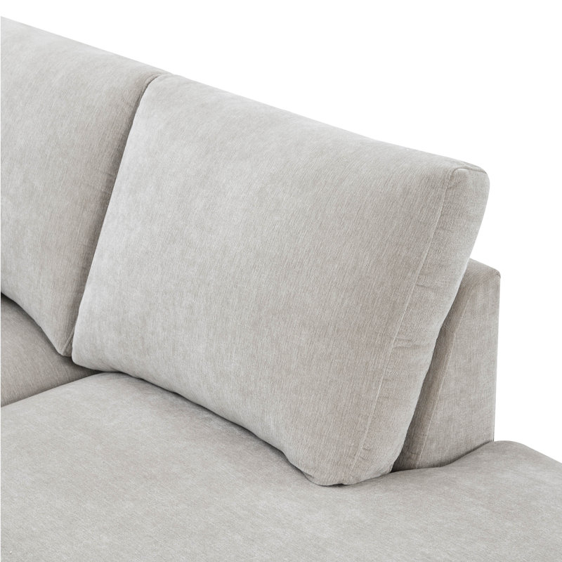 Cherelle Chenille Left-Chaise Sectional With Throw Pillows, Left Hand Facing, Gray Chenille