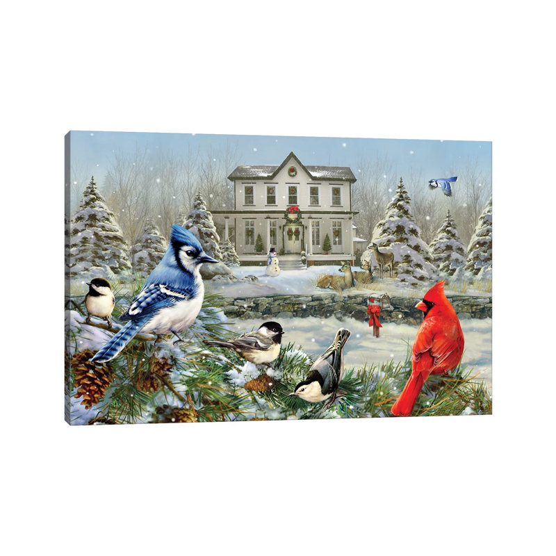 Christmas Birds And House by Greg & Company - Wrapped Canvas Painting, 101.6 cm H x 66.04 cm W x 1.91 cm D