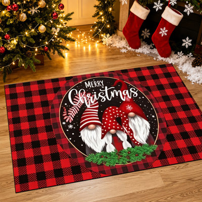 Tapis d'entrée antidérapant pour l'extérieur, 16 po x 24 po, motif de cloche rouge