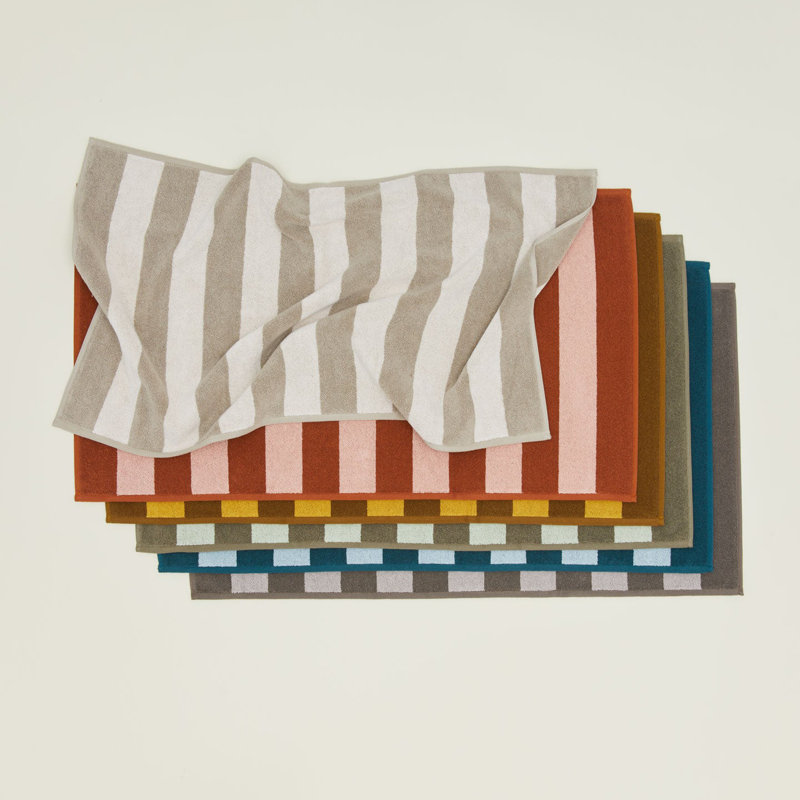 Simple Striped Striped Bath Mat, Olive/Sage