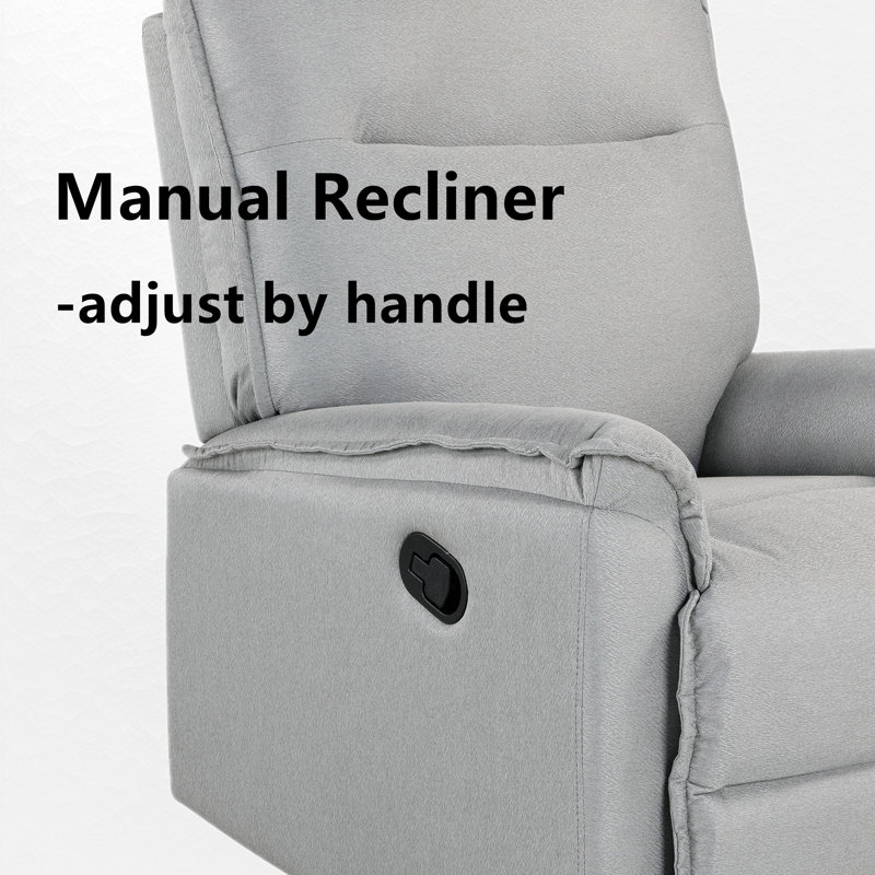 Addisyn Swivel and Rocker Recliner Chair, Gray 100% Linen