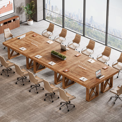 Tables de conférence 63 po rustiques, tables de réunion de bureau pour 4 à 6 personnes