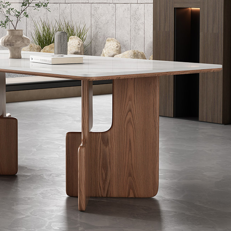 Simple and luxurious rectangular dining table set, 29.9"H x 63"L x 31.5"W