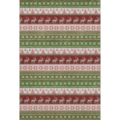 Premium Machine Washable Dockside AMF1818 Reindeers Rug