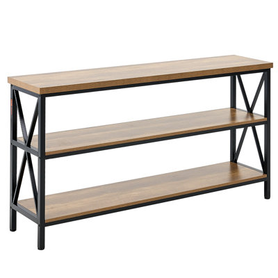 Narrow Console Sofa Table, 55.1 Inches Behind Couch Table, 3-Tier Long Entryway Table And Skinny Hallway Table, Narrow Sofa Table With Metal Frame, For Entryway, Hallway, Living Room And Bedroom