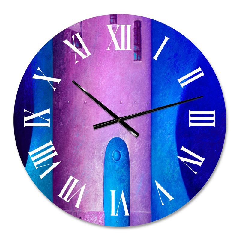 Porte bleue fantaisie dans une vieille tour mauve - horloge murale moderne, Petit