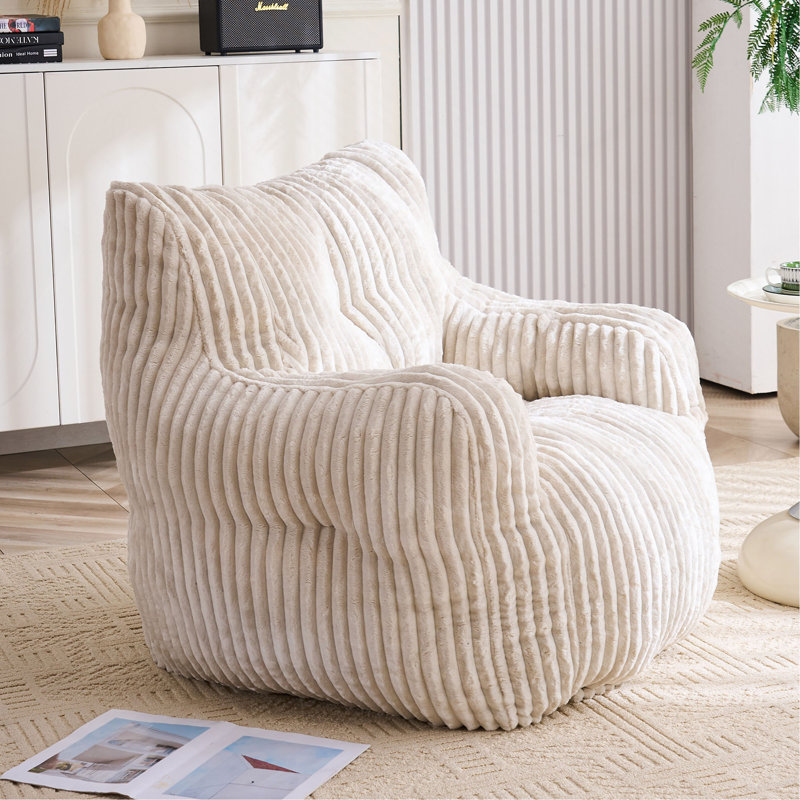 Fauteuil à billes 010-Soft Velvetoy, Velours côtelé beige