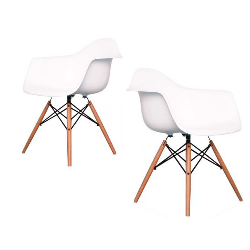 Chaise avec accoudoirs Chaya, Blanc